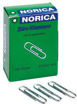 NORICA Büroklammern 24 mm silber 100 Stück – glatte runde Form mit Kugelenden