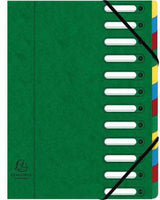 Exacompta Ordnungsmappe Harmonika 55123E DIN A4 12 Fächer grün mit Gummizug