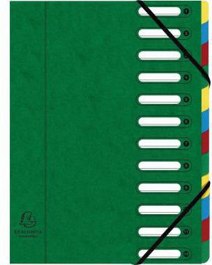 Exacompta Ordnungsmappe Harmonika 55123E DIN A4 12 Fächer grün mit Gummizug