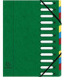 Exacompta Ordnungsmappe Harmonika 55123E DIN A4 12 Fächer grün mit Gummizug