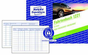 Avery Zweckform Fahrtenbuch 1221 A6 quer 32 Blatt – Steuerlicher km-Nachweis für PKW