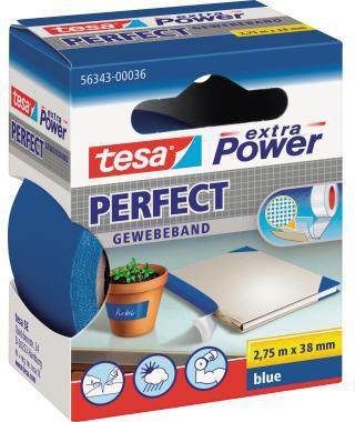 tesa Gewebeband extra Power Perfect 56343-00041 38mm x 2,75m braun – reißfest, wasserfest, UV-beständig