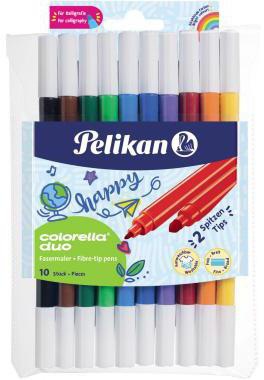 PELIKAN Faserschreiber Colorella duo C407 – 10 Stück, 1 & 2 mm, auswaschbar