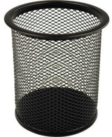 helit Stifteköcher Mesh H2518195 – Runder Metall Stiftehalter 9 x 10 cm, 1 Fach, Schwarz