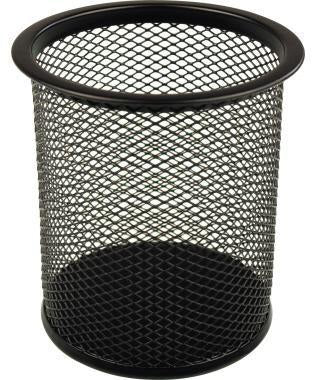 helit Stifteköcher Mesh H2518195 – Runder Metall Stiftehalter 9 x 10 cm, 1 Fach, Schwarz