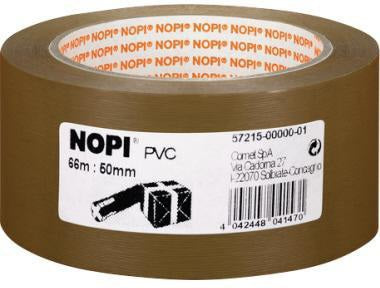 NOPI Packband 57214-00000 50mm x 66m PVC transparent – Reißfestes Verpackungsklebeband