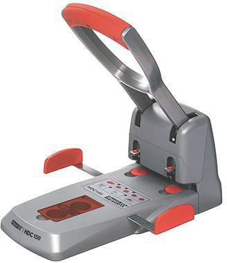 RAPID Registraturlocher Supreme HDC150 – 150 Blatt, 8 cm Lochung, Grauguss silber/orange