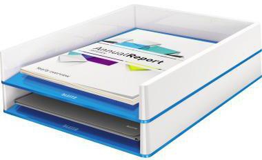 LEITZ Briefkorb WOW 53611001 DIN A4 PS weiß/grau – Stilvoller Duo-Colour Briefablage
