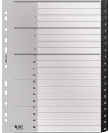 Leitz Zahlenregister Recycle A4 1-10 schwarz, 90 % recycelter Kunststoff, Universallochung