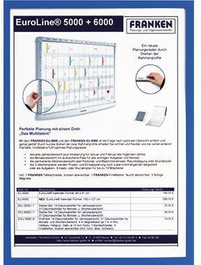 FRANKEN Dokumentenhalter Frame It X-tra!Line DIN A4 blau Hartfolie magnetisch