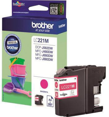Brother Tintenpatrone LC-221M Original magenta – ca. 260 Seiten für DCP-J562DW & MFC-J480DW