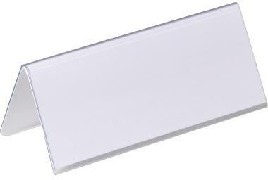 DURABLE Tischnamensschild 805019, 150x61/122 mm, transparent, 25 St./Pack. – Dachform, auswechselbar