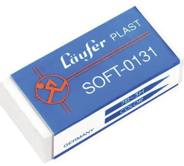 LÄUFER Radierer Plast Soft 01310 – Sanftes Radieren für Blei- und Farbstifte, 41x19x12mm