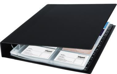SIGEL Visitenkartenringbuch VZ301 A4 schwarz, 20 Hüllen, bis 400 Karten, A-Z