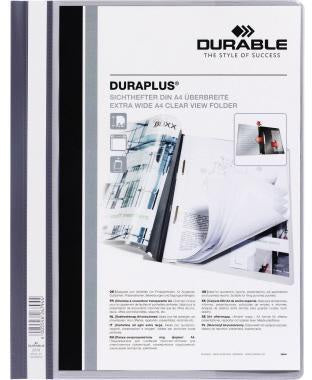 DURABLE Angebotshefter DURAPLUS 257902 A4 weiß – Überbreiter Schnellhefter mit Hängeschienen-Einschub
