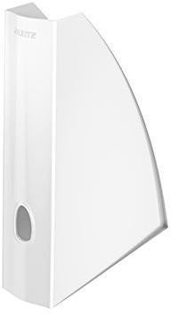 Leitz Stehsammler WOW 52771001 DIN A4 60mm Polystyrol perlweiß – Hochglänzender Schreibtisch-Organizer