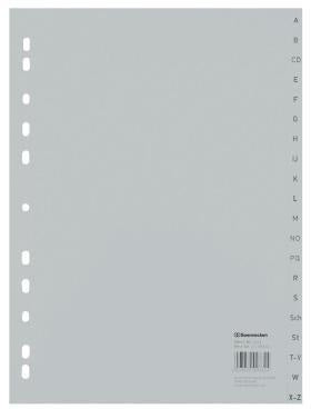 Soennecken A-Z Register DIN A4 volle Höhe PP grau – 20 Blatt, 11fach Lochung