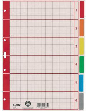 LEITZ Ordnerregister DIN A4 blanko 6farbig bedruckt Karton grau recycelt