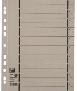 OXFORD Trennblatt DIN A4 250g Manilakarton gelb 100 Stück 10 Taben 1-10