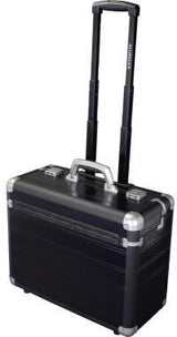 ALUMAXX Pilotenkoffer DISCOVERY – Alu-Aktenkoffer mit Trolley, Rollen & Notebookfach, Schwarz