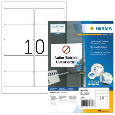 HERMA Adressetiketten 96 x 50,8 mm, 1.000 Stück, ablösbar, weiß, FSC-zertifiziert