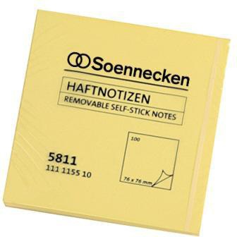 Soennecken Haftnotiz 5811 75x75mm 100 Blatt gelb – FSC-zertifiziert, rückstandsfrei entfernbar