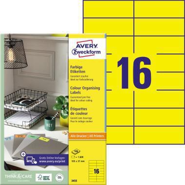 Avery Zweckform Universaletikett 3452, 105 x 37 mm, rot, 1600 Etiketten, für Laser- und Inkjetdrucker