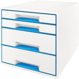 LEITZ Schubladenbox WOW CUBE 52132001 mit 4 Schubfächern, weiß/grau, stapelbar