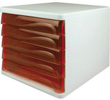 helit Schubladenbox economy H6129482 – 5 Schubladen DIN A4/C4, lichtgrau/weiß, the wave