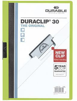DURABLE Klemmmappe DURACLIP 30 DIN A4 Hartfolie grün – für bis zu 30 Blatt