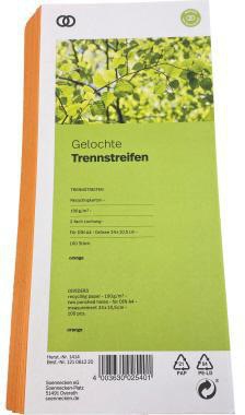 Soennecken Trennstreifen oeco 24 x 10,5 cm blau, 100 Stück, Recyclingkarton, Blauer Engel