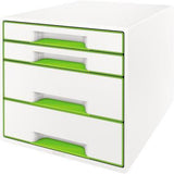 LEITZ Schubladenbox WOW CUBE 52132001 mit 4 Schubfächern, weiß/grau, stapelbar
