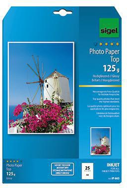 SIGEL Fotopapier IP663 DIN A4 125g hochweiß 25 Blatt – Hochglänzend für brillante Fotos