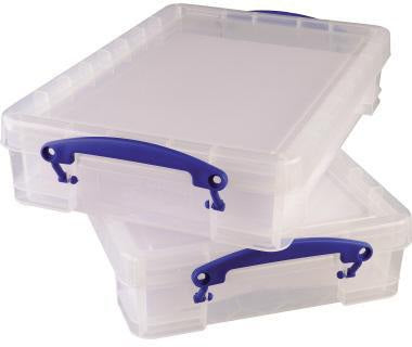 Really Useful Box Aufbewahrungsbox 4C 39x8,8x24cm 4l transparent – Stapelbar, mit Bügelverschluss