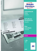 Avery Zweckform Laserfolie 3480 DIN A4 transparent 100 Stück selbstklebend