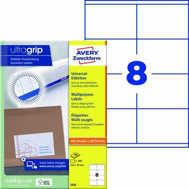 Avery Zweckform Universaletikett 3426 ultragrip 105x70 mm weiß 800 Etiketten