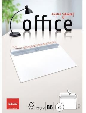 ELCO Briefumschlag Office B6 hochweiß 100 g/m² mit Haftklebung 25 Stück