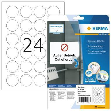 HERMA Etikett Special 5066 40mm rund weiß 600 St./Pack – Movables® Haftetiketten
