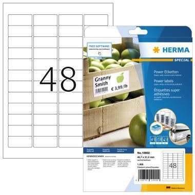 HERMA Universaletikett Power 45,7x21,2mm weiß 1.200 Stück extra stark haftend