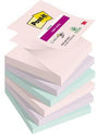 Post-it Super Sticky Z-Notes Soulful Collection 76 x 76 mm, 6 Blöcke à 90 Blatt, je 2x rosa, flieder, mint