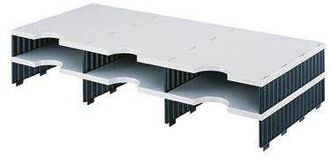 STYRO styrodoc trio Aufbaueinheit – 6 Fächer, grau/schwarz, DIN C4, Polystyrol, 72,3 x 14 x 33,1 cm