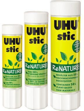 UHU Klebestift stic ReNATURE 8g – 98 % natürliche Klebemasse, 100 % recycelbar