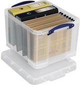 Really Useful Box Aufbewahrungsbox 35C 35l transparent – Stapelbar, DIN A4, Bügelverschlüsse