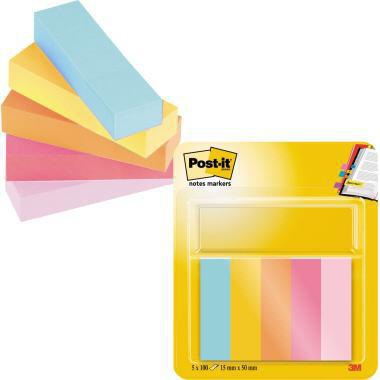 Post-it Haftstreifen Page Marker Beachside Collection 50 x 15 mm, 5x50 Blatt, sortiert