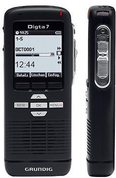 Grundig Digta 7 Digitales Diktiergerät mit Touch Pin Schiebeschalter, 600 h Aufnahme, schwarz