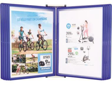 DJOIS Sichttafelwandhalter Easy Load DIN A4 mit 10 blauen Sichttafeln