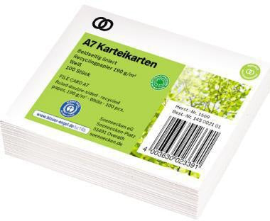 Soennecken Karteikarte oeco Recycling DIN A7 liniert, 100 Stück, Blauer Engel