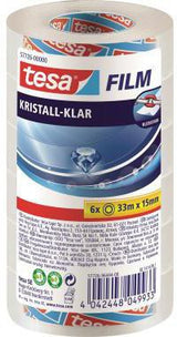 tesa tesafilm® kristall-klar Klebefilm 15 mm x 33 m – 6 St./Pack., unsichtbar & reißfest