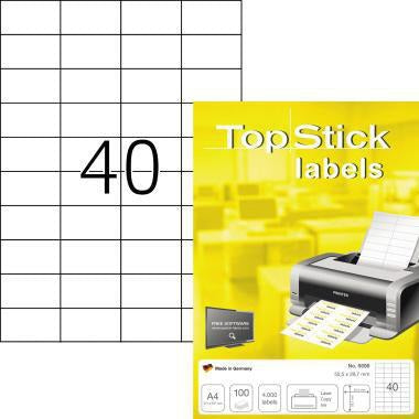 HERMA TopStick Universaletiketten 52,5x29,7 mm weiß, 4.000 Stück, für Laser-, Inkjetdrucker und Kopierer