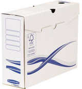 BANKERS BOX Archivschachtel Basic A4+ 80mm weiß/blau 25 Stück – FSC-zertifiziert
